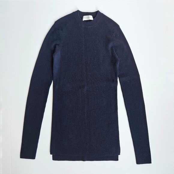 Rebecca Vallance Navy Merino Wool Silk Knit Sweater Size Small - Picture 1 of 10